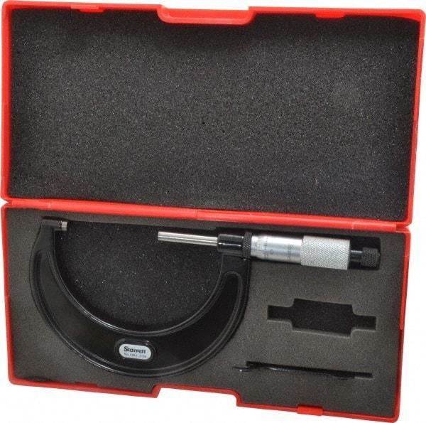 Starrett - 2 to 3" Range, 0.001" Graduation, Mechanical Outside Micrometer - Ratchet Stop Thimble, Accurate to 0.0001" - Exact Industrial Supply