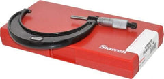 Starrett - 3 to 4" Range, 0.0001" Graduation, Mechanical Outside Micrometer - Ratchet Stop Thimble, Accurate to 0.0001" - Exact Industrial Supply