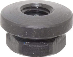 Gibraltar - 5/16-18 Steel Black Oxide Spherical Flange Nut - Grade 12L14, 3/8" High, 3/4" Diam x 1/8" High Flange, 1-1/4" Radius - Exact Industrial Supply