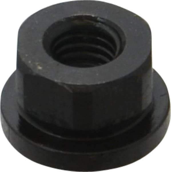 Gibraltar - 3/8-16 Steel Black Oxide Spherical Flange Nut - Grade 12L14, 1/2" High, 7/8" Diam x 1/8" High Flange, 1-1/4" Radius - Exact Industrial Supply