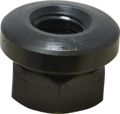 Gibraltar - 1/2-13 Steel Black Oxide Spherical Flange Nut - Grade 12L14, 11/16" High, 1-1/8" Diam x 3/16" High Flange, 1-1/2" Radius - Exact Industrial Supply