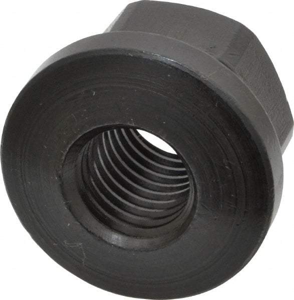 Gibraltar - 3/4-10 Steel Black Oxide Spherical Flange Nut - Grade 12L14, 1" High, 1-5/8" Diam x 1/4" High Flange, 2-1/4" Radius - Exact Industrial Supply