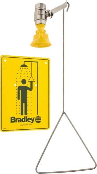 Bradley - Plumbed Drench Showers Mount: Vertical Shower Head Material: Plastic - Exact Industrial Supply