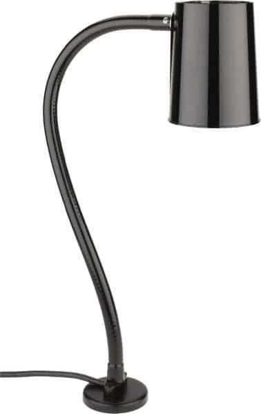 Made in USA - 24 Inch, Gooseneck, Magnetic Mounted, Incandescent, Black, General Purpose Task Light - 100 Watt, 120 Volt, Nonmagnifying - Exact Industrial Supply