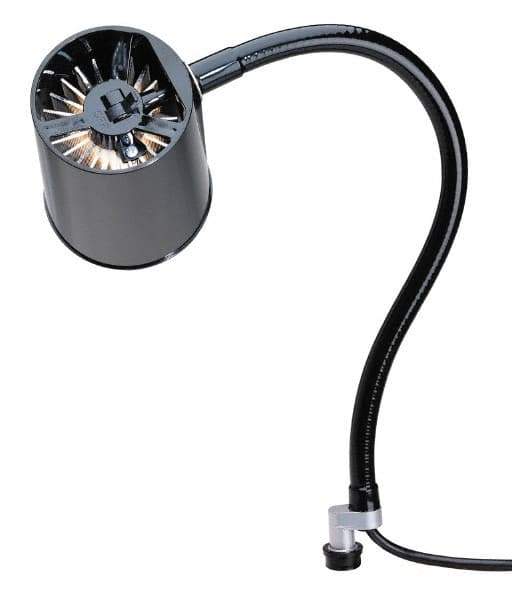 Made in USA - 18 Inch, Gooseneck, Coupler Mounted, Halogen, Black, General Purpose Task Light - 100 Watt, 120 Volt, Nonmagnifying - Exact Industrial Supply