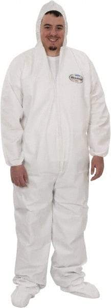 KleenGuard - Size L Film Laminate Chemical Resistant Coveralls - White, Zipper Closure, Open Cuffs, Open Ankles - Exact Industrial Supply