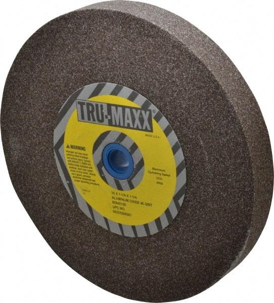 Tru-Maxx - 46 Grit Aluminum Oxide Bench & Pedestal Grinding Wheel - 10" Diam x 1-1/4" Hole x 1-1/4" Thick, 3250 Max RPM, P Hardness, Coarse Grade , Vitrified Bond - Exact Industrial Supply