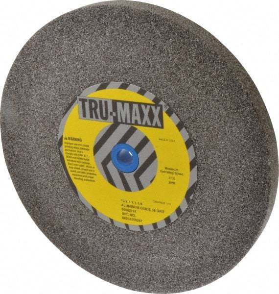 Tru-Maxx - 36 Grit Aluminum Oxide Bench & Pedestal Grinding Wheel - 12" Diam x 1-1/4" Hole x 1" Thick, 2705 Max RPM, P Hardness, Very Coarse Grade , Vitrified Bond - Exact Industrial Supply