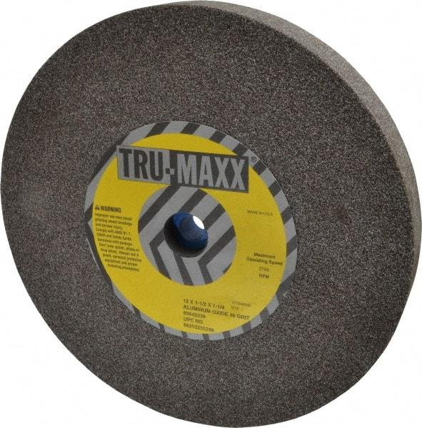 Tru-Maxx - 46 Grit Aluminum Oxide Bench & Pedestal Grinding Wheel - 12" Diam x 1-1/4" Hole x 1-1/2" Thick, 2705 Max RPM, P Hardness, Coarse Grade , Vitrified Bond - Exact Industrial Supply