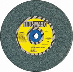 Tru-Maxx - 80 Grit Silicon Carbide Bench & Pedestal Grinding Wheel - 6" Diam x 1" Hole x 3/4" Thick, 5410 Max RPM, K Hardness, Medium Grade , Vitrified Bond - Exact Industrial Supply