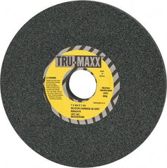 Tru-Maxx - 60 Grit Silicon Carbide Bench & Pedestal Grinding Wheel - 7" Diam x 1-1/4" Hole x 3/4" Thick, 3600 Max RPM, K Hardness, Medium Grade , Vitrified Bond - Exact Industrial Supply