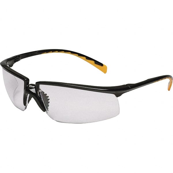 Safety Glass: Scratch-Resistant, Polycarbonate, Gray Lenses, Half-Framed, UV Protection Black Frame