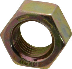 Value Collection - 3/8-24 UNF Steel Right Hand Hex Nut - 9/16" Across Flats, 21/64" High, Zinc Yellow Dichromate Finish - Exact Industrial Supply