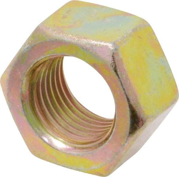 Value Collection - 1/2-20 UNF Steel Right Hand Hex Nut - 3/4" Across Flats, 7/16" High, Zinc Yellow Dichromate Finish - Exact Industrial Supply