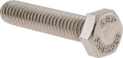 Value Collection - 5/16-18 UNC, 1-1/2" Length Under Head Hex Head Cap Screw - Fully Threaded, Grade 316 Stainless Steel, Uncoated, 1/2" Hex - Exact Industrial Supply