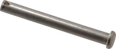 Made in USA - 1/4" Pin Diam, 2-1/4" OAL, Standard Clevis Pin - 3/32" Hole, 2-5/32" Usable Length, Uncoated Stainless Steel - Exact Industrial Supply