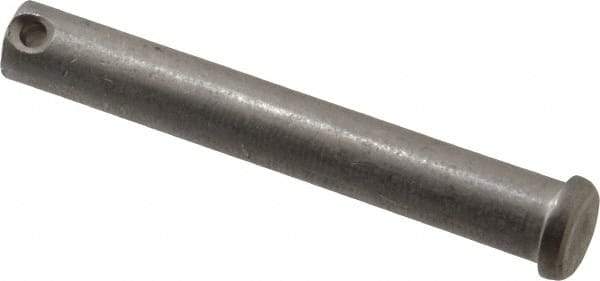 Made in USA - 1/2" Pin Diam, 3-1/2" OAL, Standard Clevis Pin - 5/32" Hole, 3-11/32" Usable Length, Uncoated Stainless Steel - Exact Industrial Supply