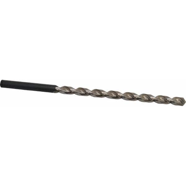 Extra Length Drill Bit: 0.5″ Dia, 130 °, High Speed Steel Uncoated, 8.071″ Flute Length, 11.614″ OAL, Parabolic Flute, Straight-Cylindrical Shank, Series 502