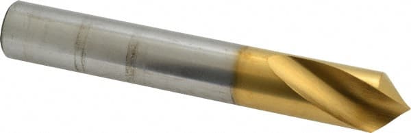 90° 131mm OAL High Speed Steel Spotting Drill TiN Finish, 45mm Flute Length, 19.05mm Shank Diam, RH Cut, Series 568
