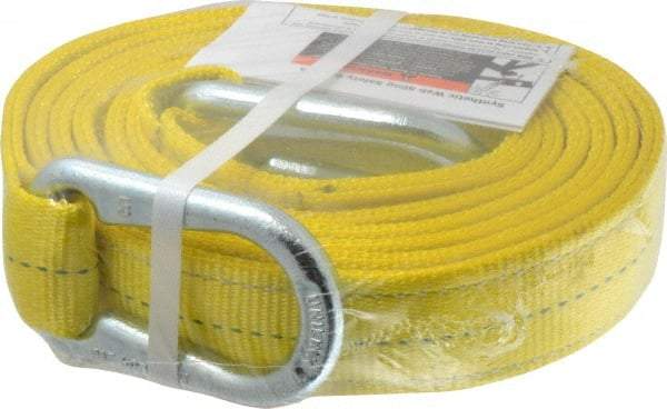 Lift-All - 12' Long x 2" Wide, 6,400 Lb Vertical Capacity, 2 Ply, Polyester Web Sling - 5,000 Lb Choker Capacity, Yellow - Exact Industrial Supply