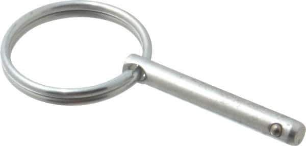 Gibraltar - 3/16" Pin Diam, 1-3/16" Long, Zinc Plated Steel Ball Lock Hitch Pin - 1" Usable Length - Exact Industrial Supply