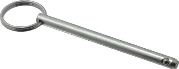 Gibraltar - 1/4" Pin Diam, 3-1/4" Long, Zinc Plated Steel Ball Lock Hitch Pin - 3" Usable Length - Exact Industrial Supply