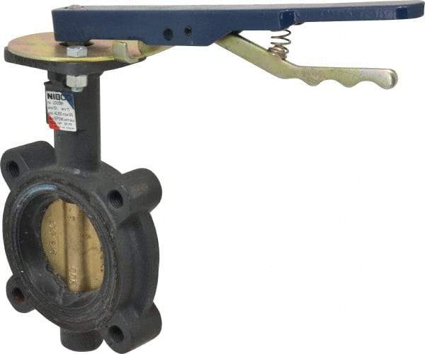 NIBCO - 3" Pipe, Lug Butterfly Valve - Lever Handle, Ductile Iron Body, EPDM Seat, 200 WOG, Aluminum Bronze Disc, Stainless Steel Stem - Exact Industrial Supply
