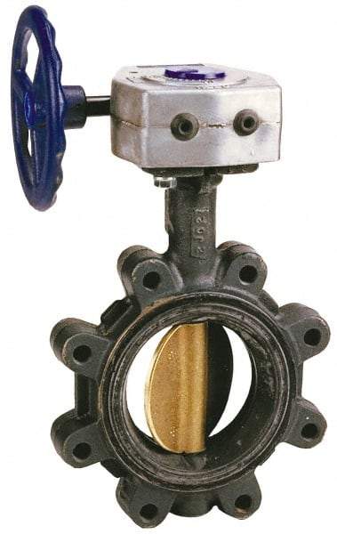 NIBCO - 8" Pipe, Lug Butterfly Valve - Gear Handle, Ductile Iron Body, Buna-N Seat, 250 WOG, Ductile Iron Disc, Stainless Steel Stem - Exact Industrial Supply