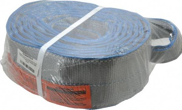 Lift-All - 16' Long x 4" Wide, 11,500 Lb Vertical Capacity, 2 Ply, Polyester Web Sling - 9,200 Lb Choker Capacity, Silver (Color) - Exact Industrial Supply