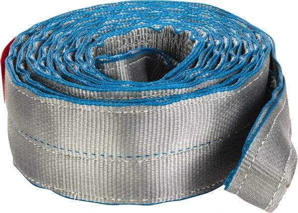 Lift-All - 20' Long x 4" Wide, 11,500 Lb Vertical Capacity, 2 Ply, Polyester Web Sling - 9,200 Lb Choker Capacity, Silver (Color) - Exact Industrial Supply