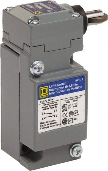 Square D - SPDT, NC/NO, 600 Volt, Screw Terminal, Plunger Actuator, General Purpose Limit Switch - 4 Lb Operating Force - Exact Industrial Supply