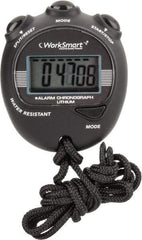 Value Collection - Water Resistant Digital Stopwatch - 3V Lithium Battery, Back Lit, Black - Exact Industrial Supply