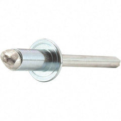 STANLEY Engineered Fastening - Size 6 Dome Head Stainless Steel Open End Blind Rivet - Stainless Steel Mandrel, 0.251" to 3/8" Grip, 3/16" Head Diam, 0.192" to 0.196" Hole Diam, 0.116" Body Diam - Exact Industrial Supply