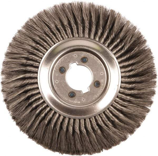 Weiler - 12" OD, 2" Arbor Hole, Knotted Steel Wheel Brush - 3/4" Face Width, 2-3/4" Trim Length, 0.014" Filament Diam, 3,600 RPM - Exact Industrial Supply