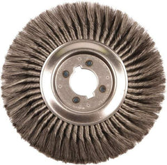Weiler - 12" OD, 2" Arbor Hole, Knotted Steel Wheel Brush - 3/4" Face Width, 2-3/4" Trim Length, 0.014" Filament Diam, 3,600 RPM - Exact Industrial Supply