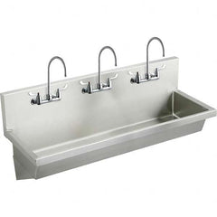 ELKAY - Stainless Steel Sinks Type: (3) Person Wash-Station w/Manual Faucet Outside Length: 72 (Inch) - Exact Industrial Supply