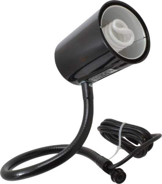 Made in USA - 24 Inch, Gooseneck, Coupler Mounted, Compact Fluorescent, Black, General Purpose Task Light - 23 Watt, 120 Volt, Nonmagnifying - Exact Industrial Supply