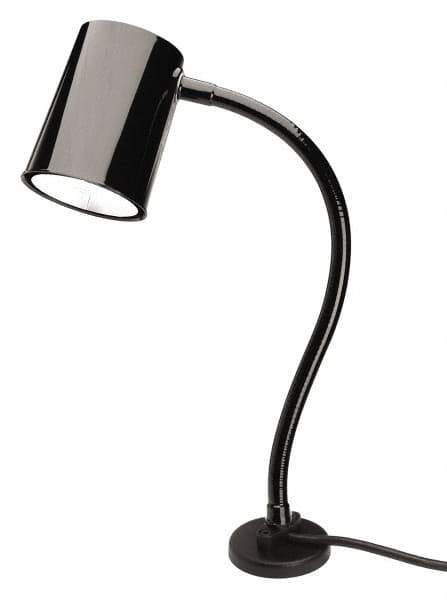 Made in USA - 24 Inch, Gooseneck, Magnetic Mounted, Compact Fluorescent, Black, General Purpose Task Light - 23 Watt, 120 Volt, Nonmagnifying - Exact Industrial Supply