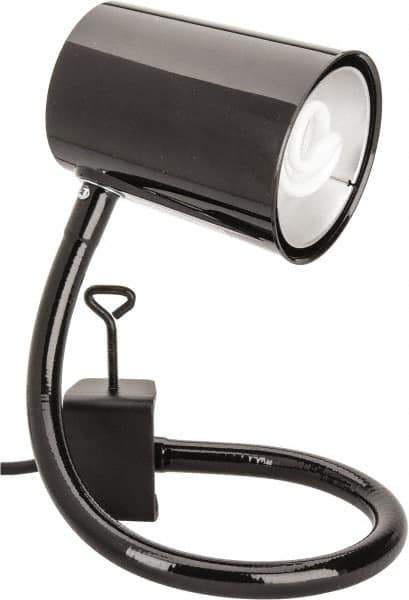 Made in USA - 24 Inch, Gooseneck, Coupler Mounted, Compact Fluorescent, Black, General Purpose Task Light - 23 Watt, 120 Volt, Nonmagnifying - Exact Industrial Supply