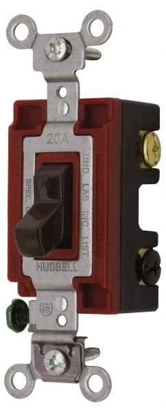 Hubbell Wiring Device-Kellems - 3 Pole, 120 to 277 VAC, 15 Amp, Industrial Grade, Toggle, Wall and Dimmer Light Switch - 1-5/16 Inch Wide x 4-1/16 Inch High - Exact Industrial Supply