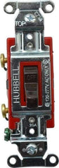 Hubbell Wiring Device-Kellems - 2 Pole, 120 to 277 VAC, 20 Amp, Industrial Grade, Toggle, Wall and Dimmer Light Switch - 1-5/16 Inch Wide x 4-1/16 Inch High - Exact Industrial Supply