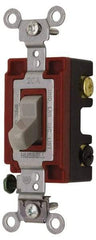Hubbell Wiring Device-Kellems - 4 Pole, 120 to 277 VAC, 20 Amp, Industrial Grade, Toggle, Wall and Dimmer Light Switch - 1-5/16 Inch Wide x 4-1/16 Inch High - Exact Industrial Supply