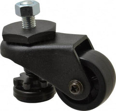 Sunnex - 1" Wide, Nylon Swivel Caster - 200 Lb Capacity, Threaded Stem Mount, 2.87" x 2.87" Plate, Ball Bearing - Exact Industrial Supply