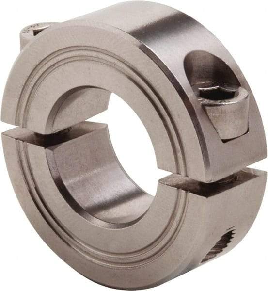 Climax Metal Products - 25mm Bore, Stainless Steel, Two Piece Clamp Collar - 1-7/8" Outside Diam - Exact Industrial Supply