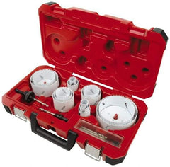 Milwaukee Tool - 19 Piece, 3/4" to 4-3/4" Saw Diam, Master Electrician's Hole Saw Kit - Bi-Metal, Toothed Edge, Pilot Drill Model No. 49-56-8010, Includes 14 Hole Saws - Exact Industrial Supply