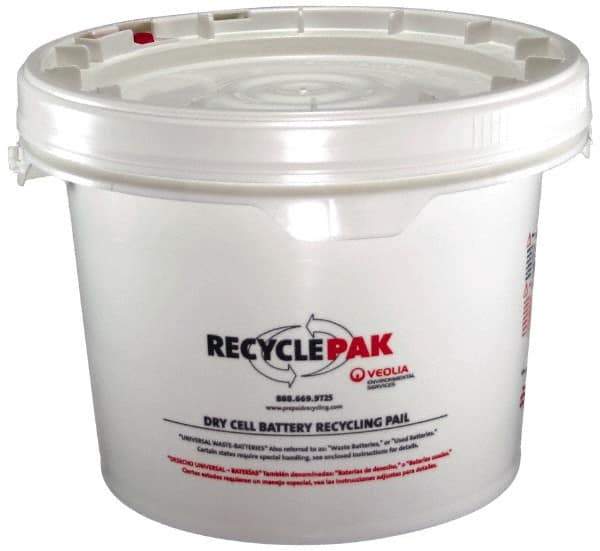Recyclepak - 13 Inch Deep, Battery Container - 15 Inch Diameter, 50 Lb. Capacity, 3.5 Gallon Pail - Exact Industrial Supply