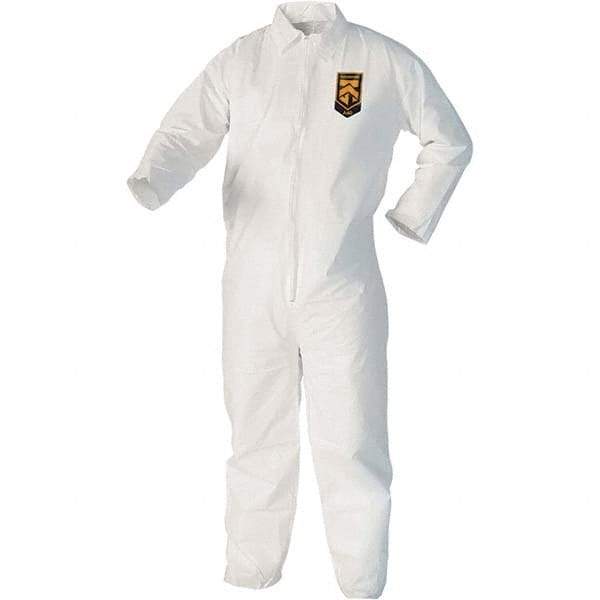 KleenGuard - Size 2XL Film Laminate Chemical Resistant Coveralls - White, Zipper Closure, Open Cuffs, Open Ankles - Exact Industrial Supply