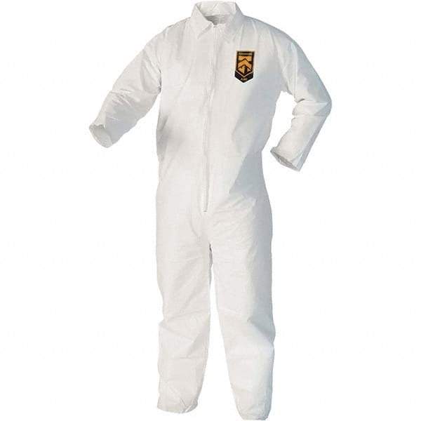 KleenGuard - Size 4XL Film Laminate Chemical Resistant Coveralls - White, Zipper Closure, Open Cuffs, Open Ankles - Exact Industrial Supply