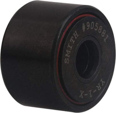 Accurate Bushing - 3/8" Bore, 1-3/8" Roller Diam x 3/4" Roller Width, Carbon Steel Self-Lubricating Yoke Cam Follower with Nonmetallic Bushing - 1 Lb Dynamic Load Capacity, 13/16" Overall Width - Exact Industrial Supply