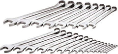 SK - 23 Piece, 1/4" to 1-1/2", 12 Point Combination Wrench Set - Inch Measurement Standard, Chrome Finish, Comes in Rack - Exact Industrial Supply